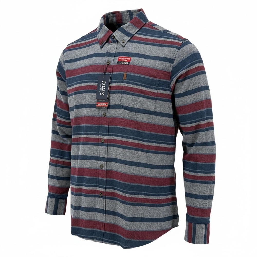 Chaps Mens XL‎ Performance Flannel Long Sleeve Button Shirt Dark Denim Gift NWT - Picture 14 of 15